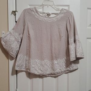 Lace and Sear Sucker Blouse